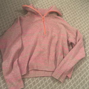 Quarter Zip Sweater Waffle Knit - Lip gloss Pink/Orange | Aerir